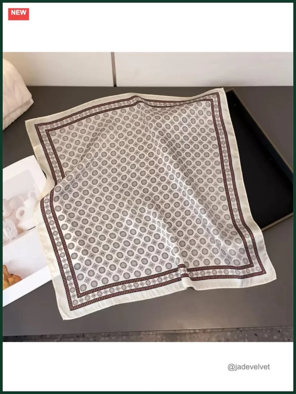 100% Pure Mulberry Silk Small Square Scarf Digital Printed Neckerchief 21
